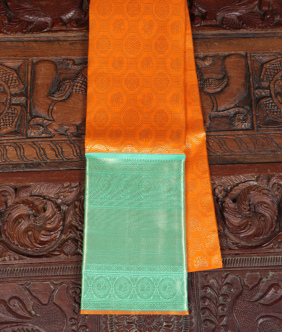 Yellow Handwoven Kanjivaram Silk Pavadai T340216-image