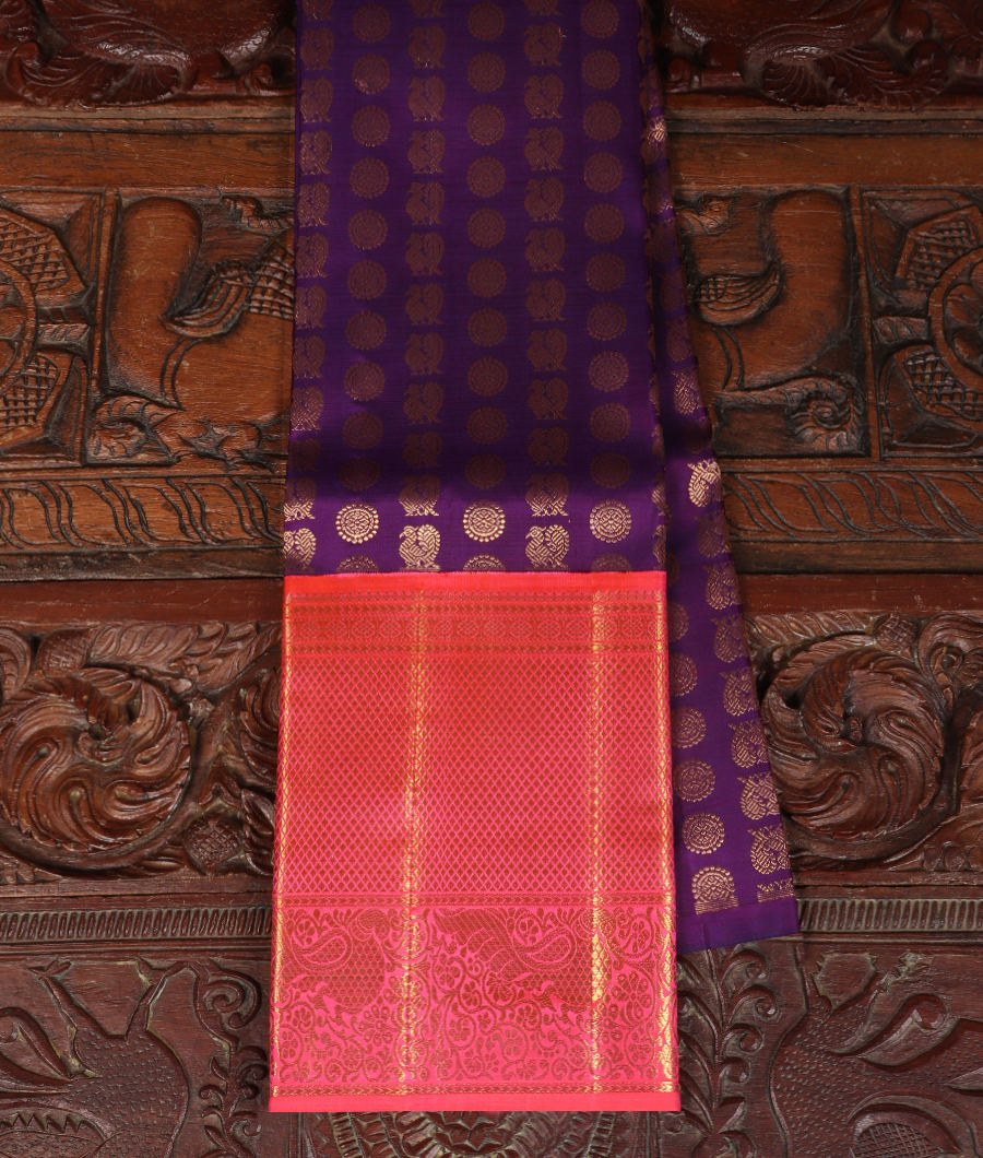 Purple Handwoven Kanjivaram Silk Pavadai T340200-image