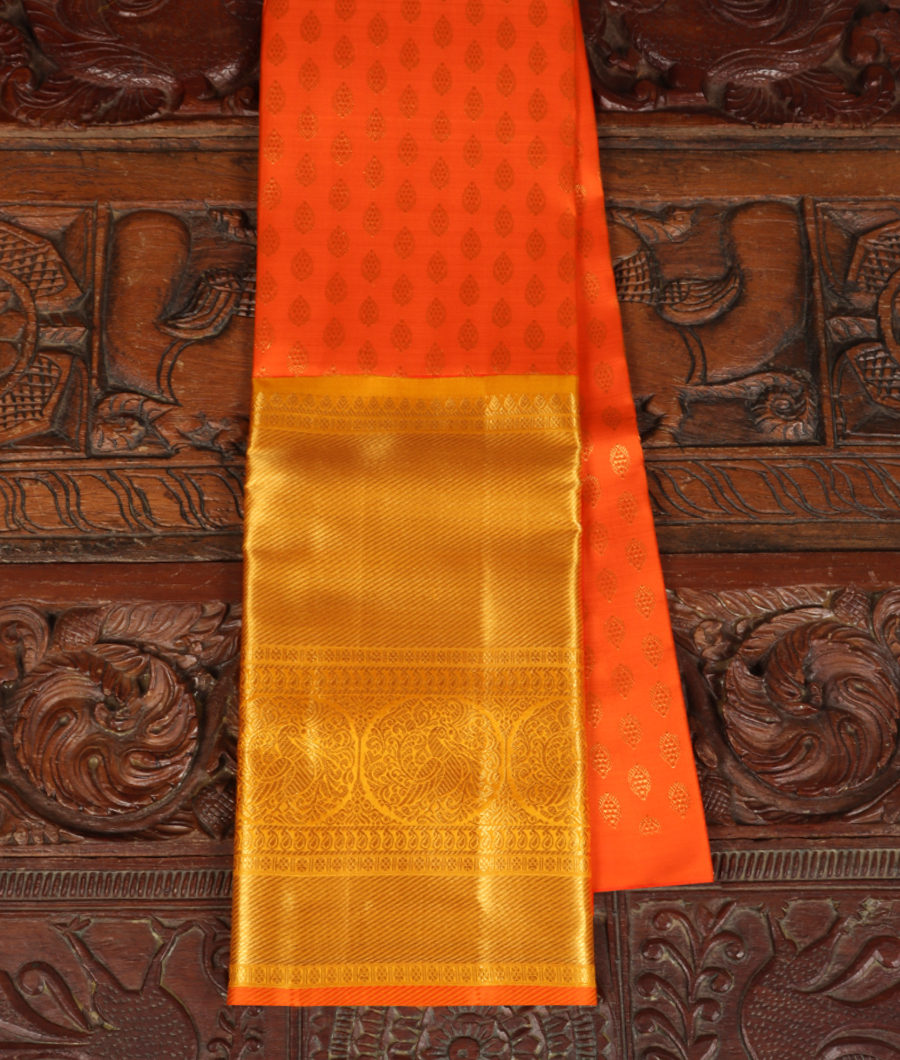 Orange Handwoven Kanjivaram Silk Pavadai T317905-image