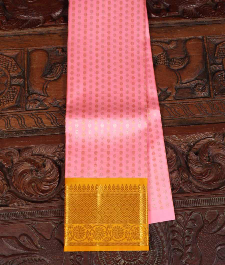 Pink Handwoven Kanjivaram Silk Pavadai T331455-image