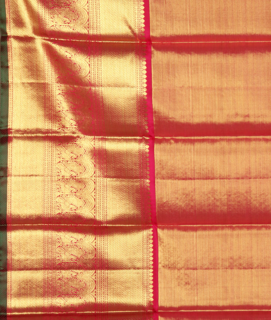 Green Handwoven Kanjivaram Tissue Silk Pavadai T3402282