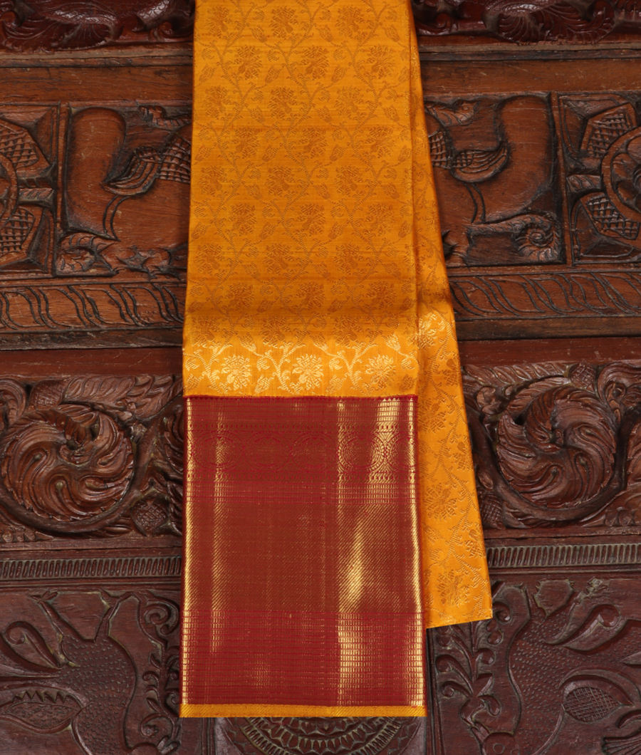 Yellow Handwoven Kanjivaram Silk Pavadai T331464-image
