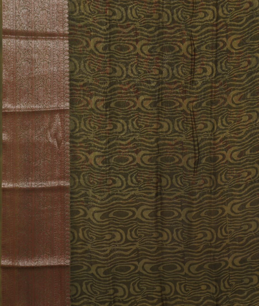 Green Soft Printed Cotton Saree T3430693