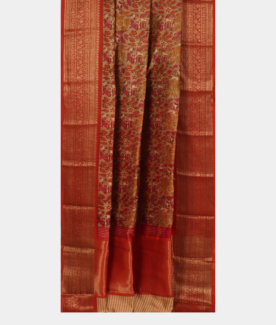 Beige Soft Printed Cotton Saree T3431192