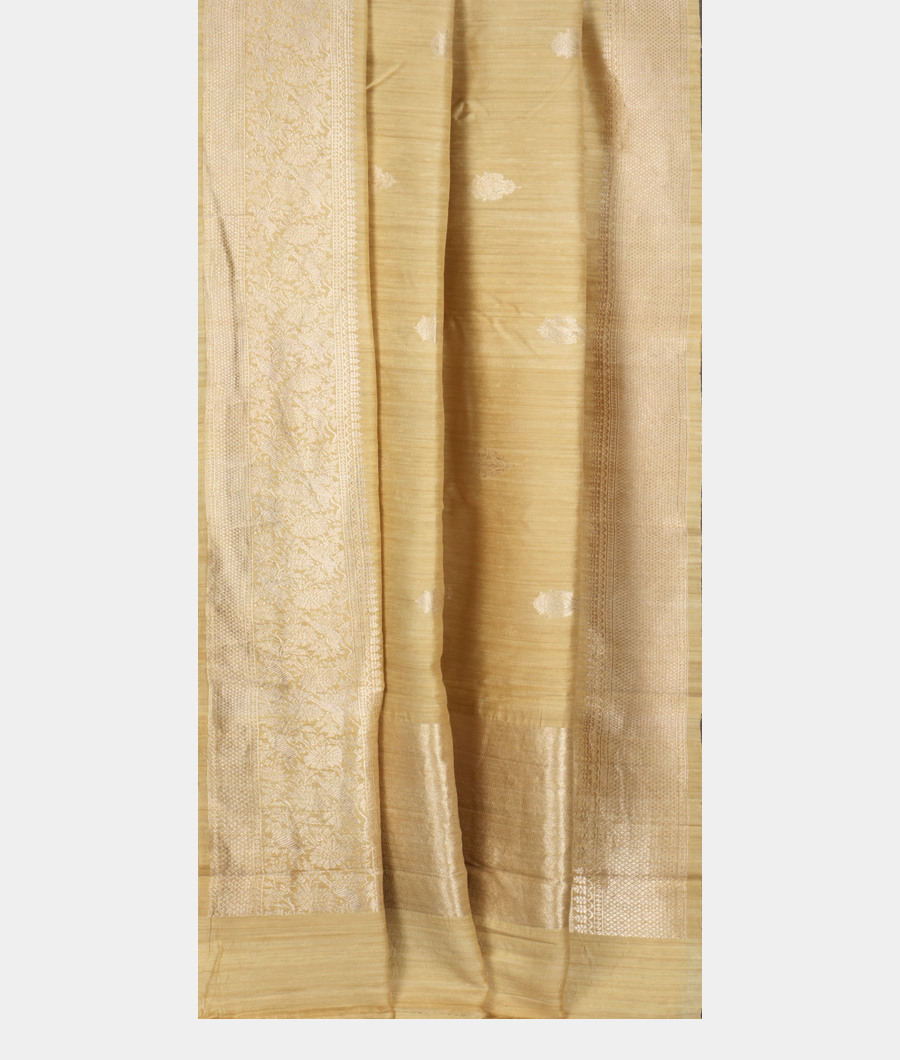 Light Yellow Banaras Tussar Saree T3417562