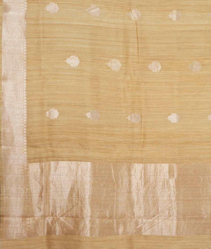 Light Yellow Banaras Tussar Saree T3417564