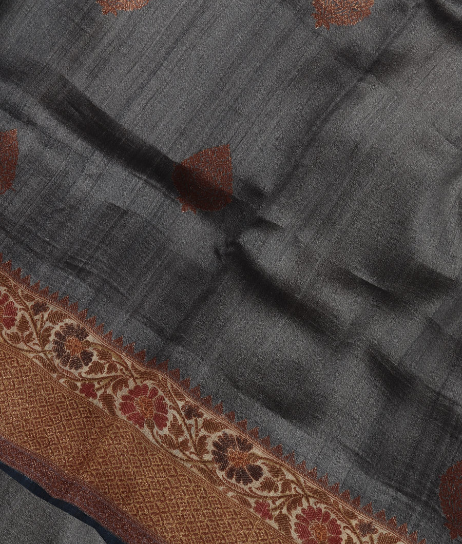 Grey Banaras Tussar Saree T332224-image