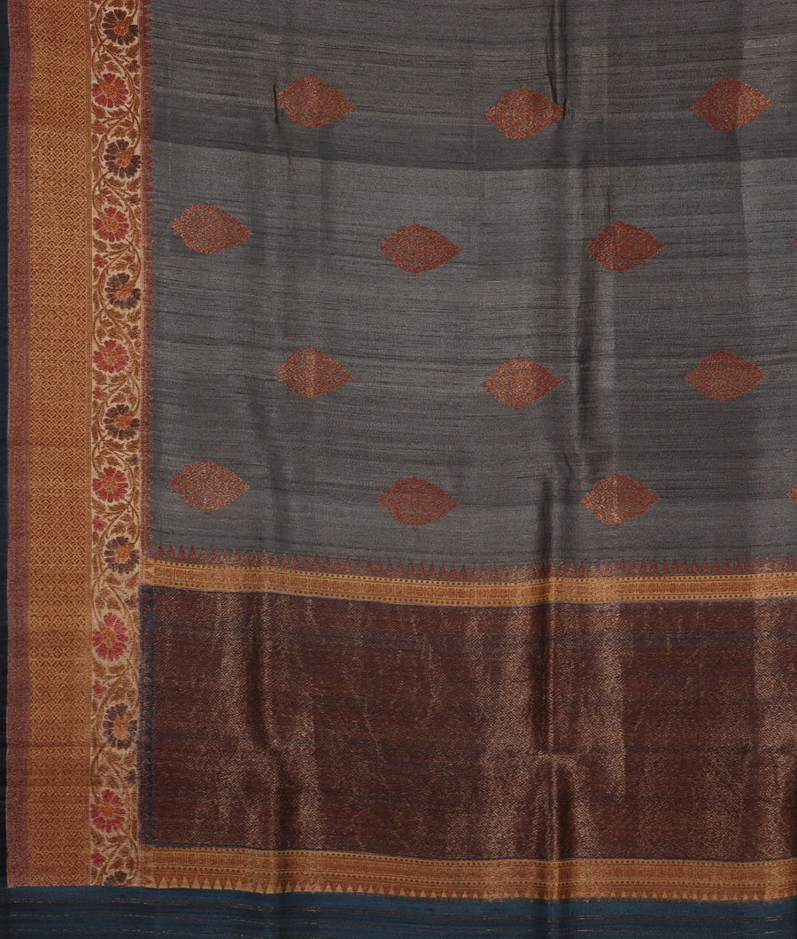 Grey Banaras Tussar Saree T3322244