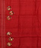 Red Tussar Embroidery Saree T3350223