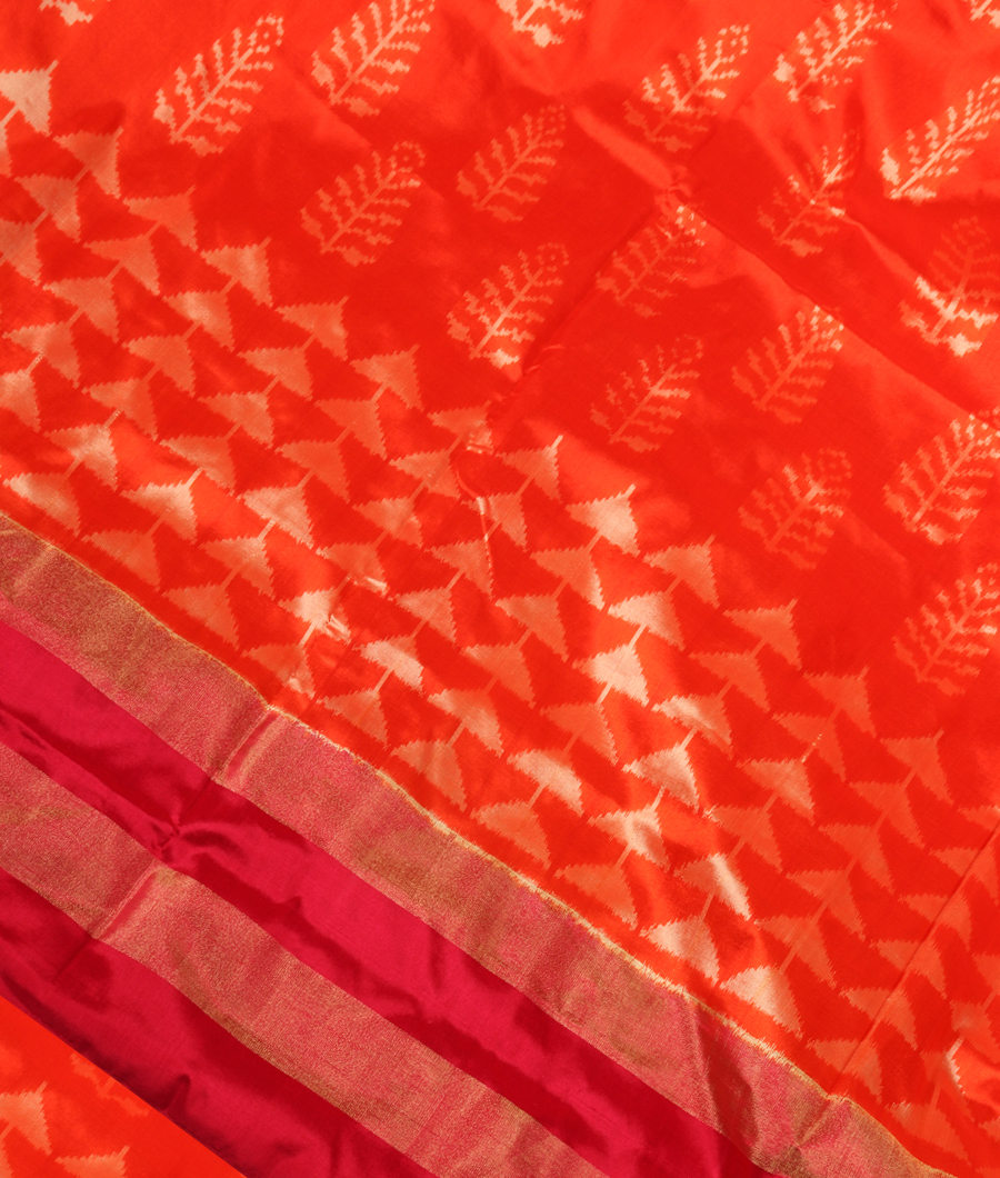 Orange Ikat Silk Saree T333250-image