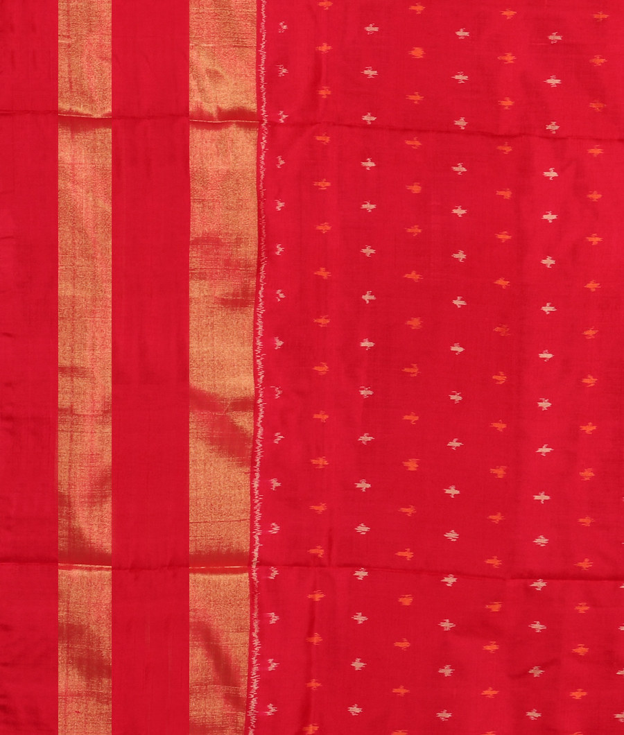 Orange Ikat Silk Saree T3332503