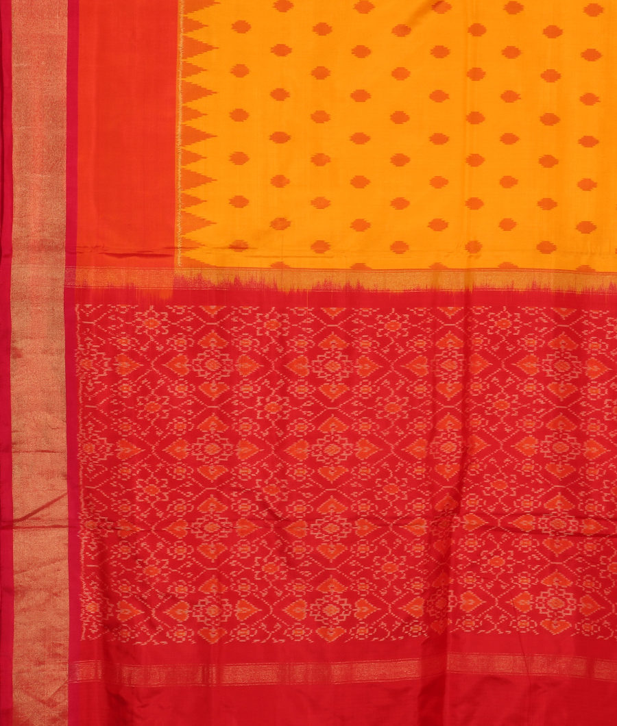 Yellow Ikat Silk Saree T943344