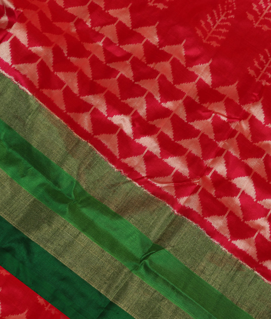 Red Ikat Silk Saree T333252-image