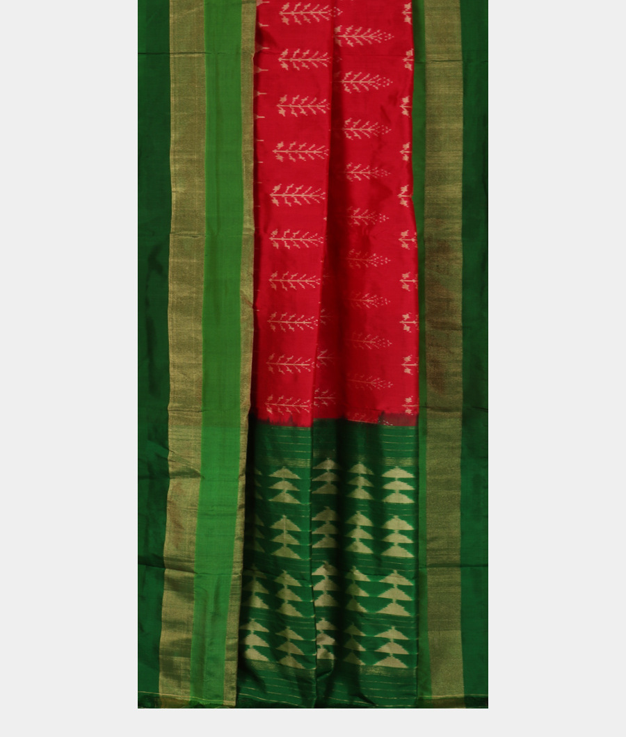 Red Ikat Silk Saree T3332522