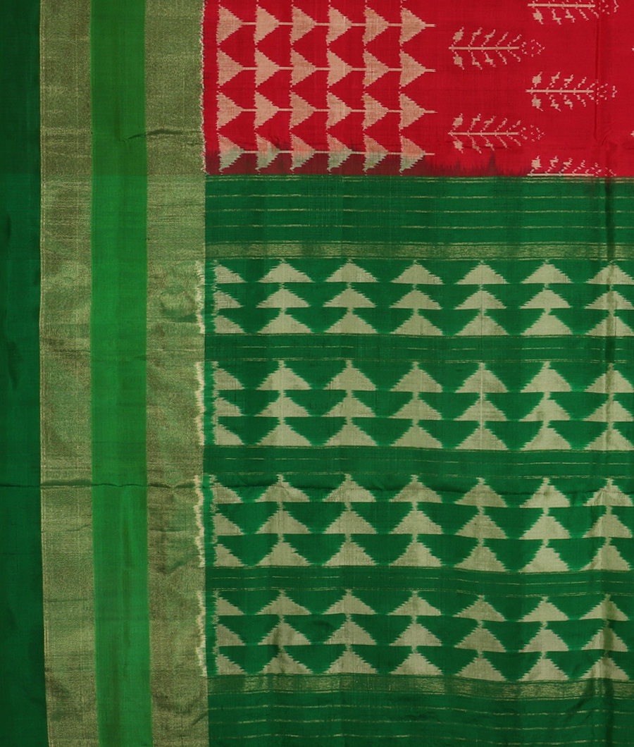 Red Ikat Silk Saree T3332524
