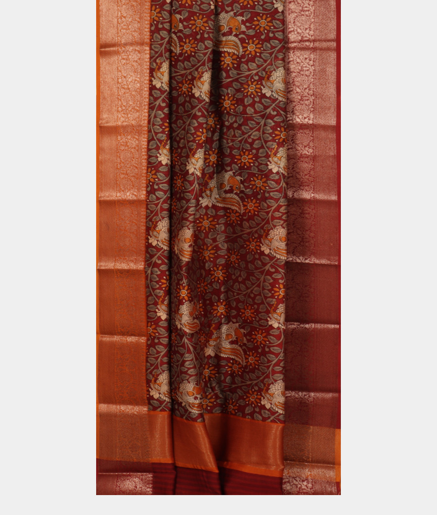 Maroon Soft Printed Cotton Saree T3431312