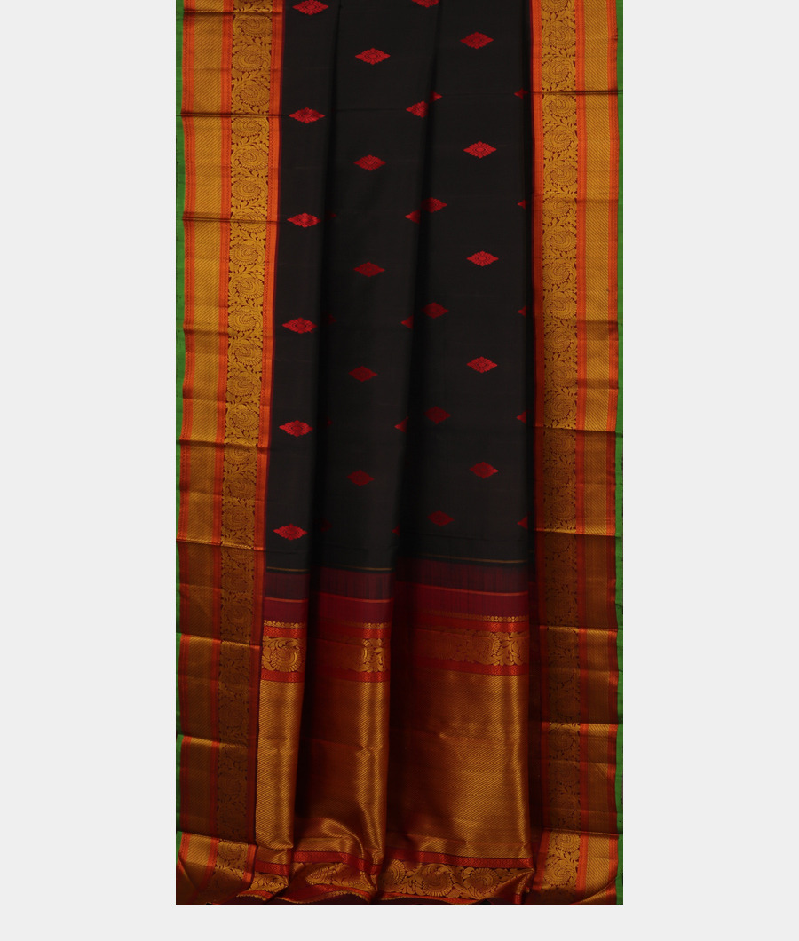 Black Handwoven Kanjivaram Silk Saree T1593092
