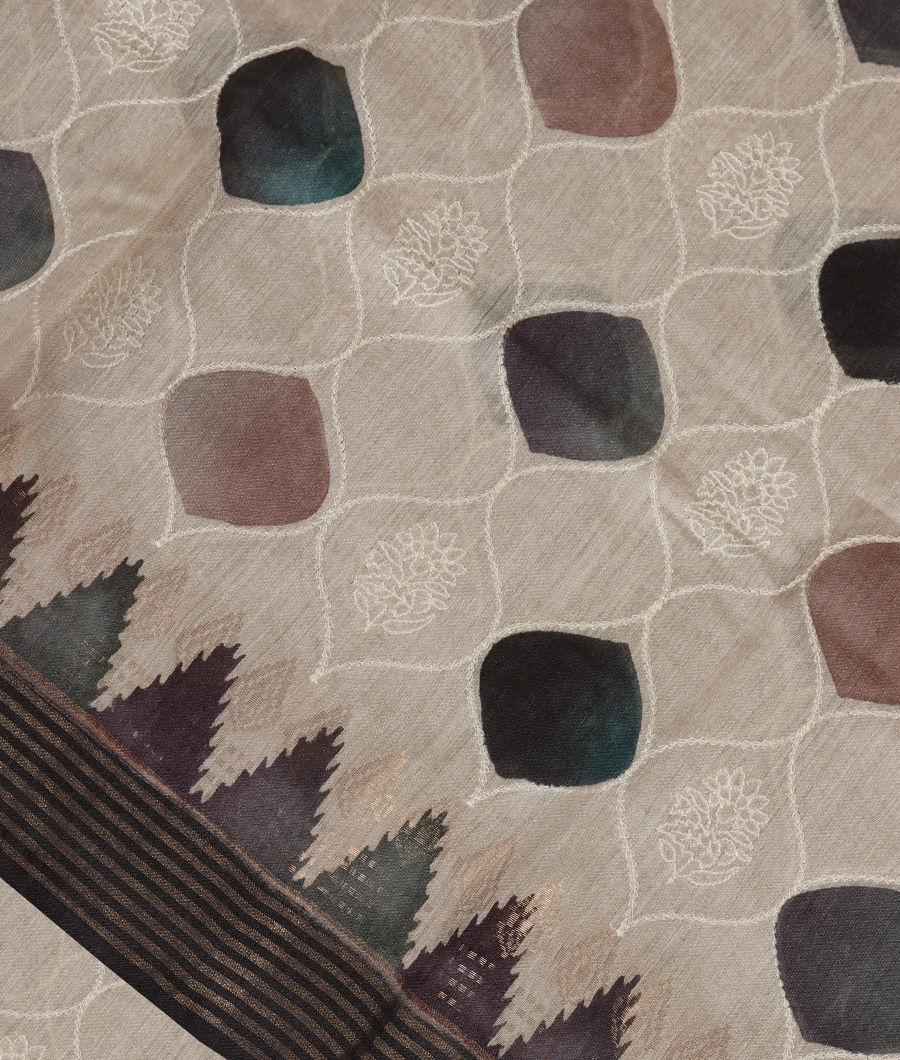 Beige Tussar Printed Saree T312810-image