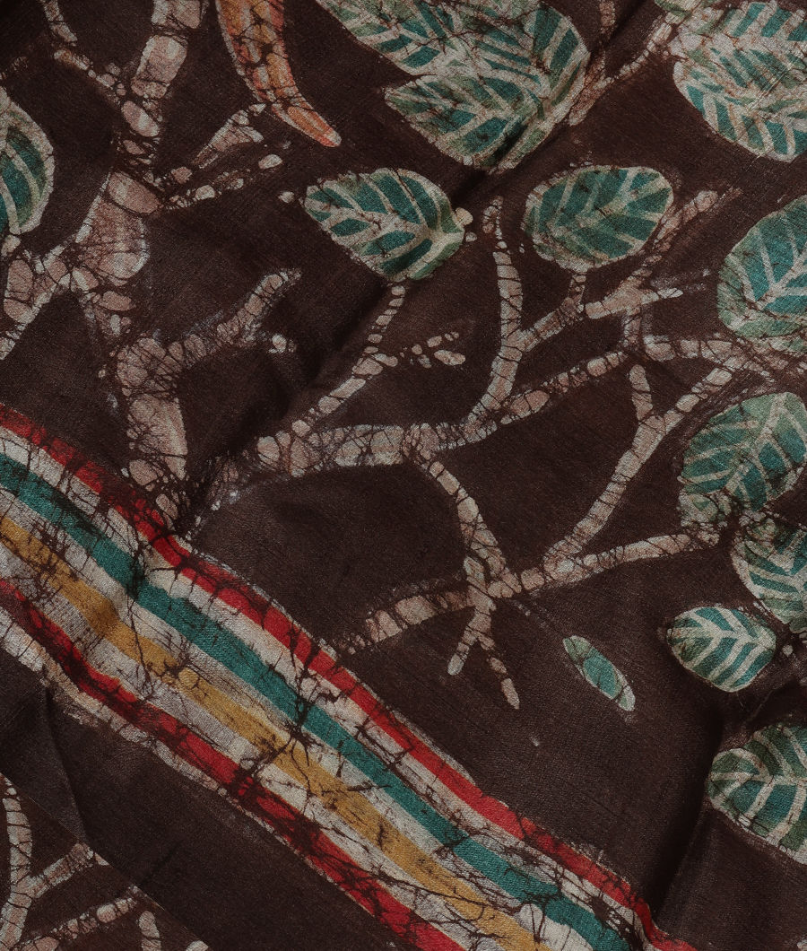 Brown Tussar Printed Saree T341316-image