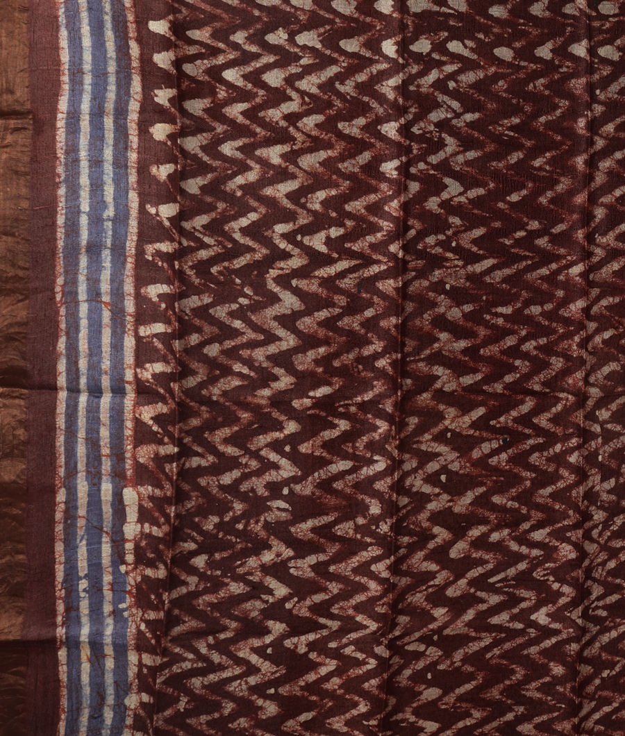 Brown Tussar Printed Saree T3413133