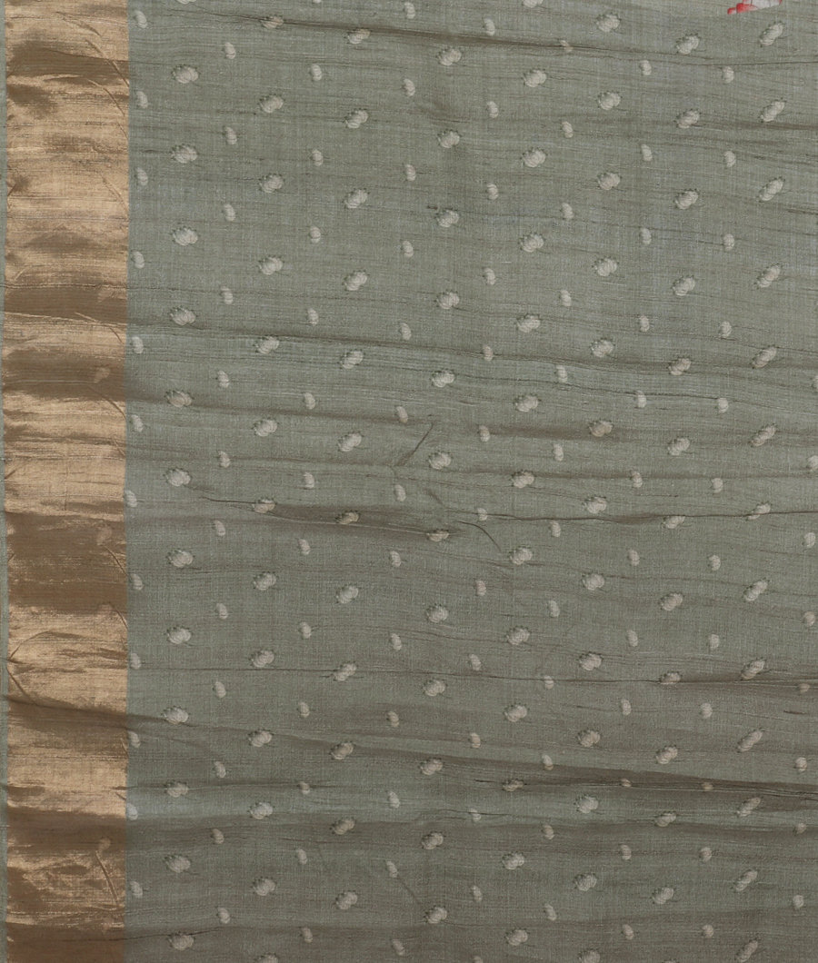 Green Tussar Printed Saree T3415603