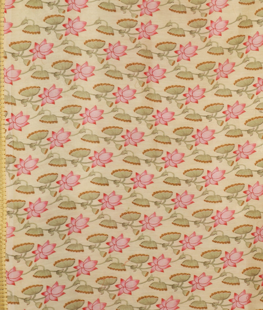 Yellow Kora Organza Embroidery Saree T3449093