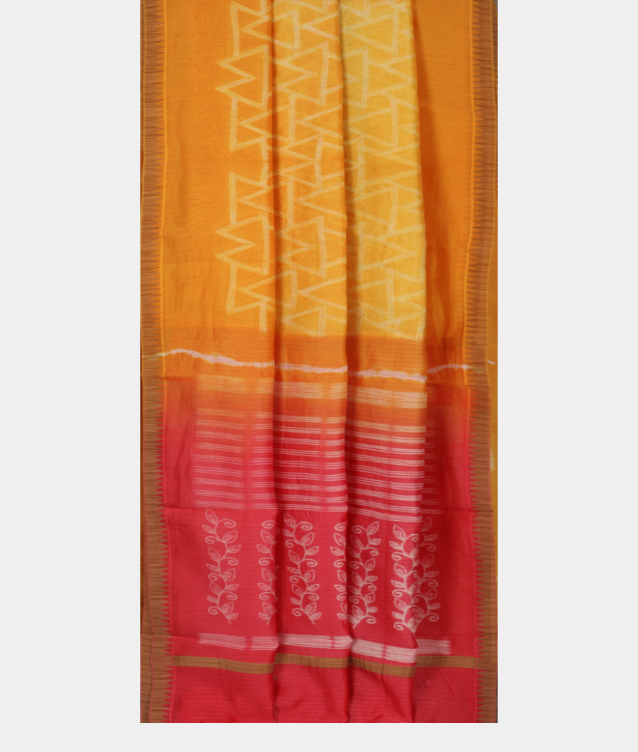 Yellow Printed Cotton Saree T3438802
