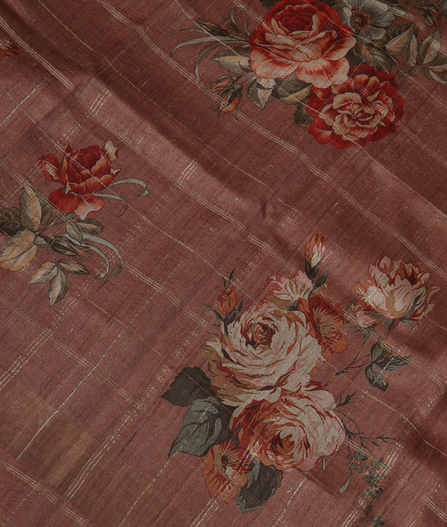 Brown Tussar Printed Saree T340468-image