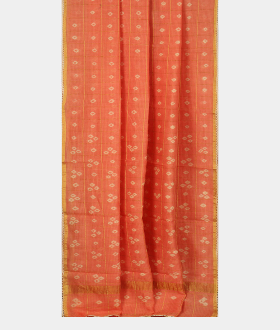 Peach Kota Cotton Saree T3439062