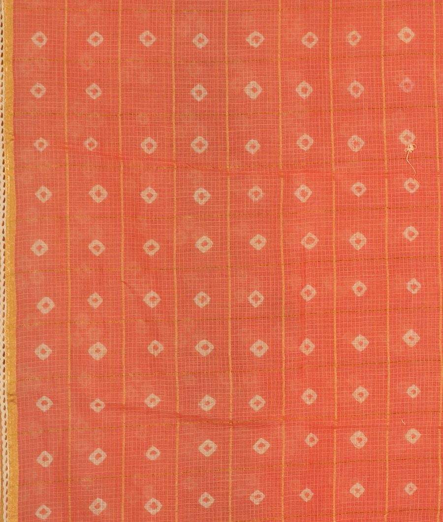 Peach Kota Cotton Saree T3439063