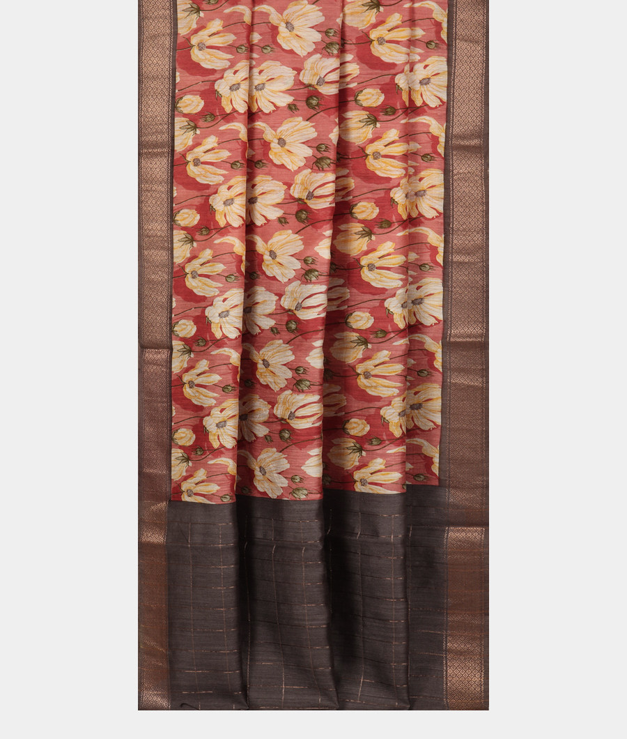 Pink Tussar Printed Saree T3370012