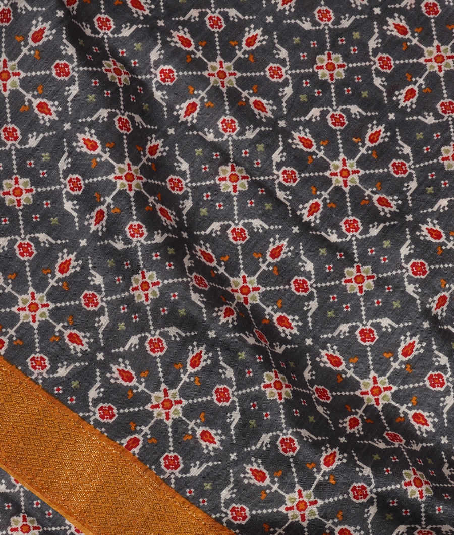 Grey Tussar Printed Saree T337000-image