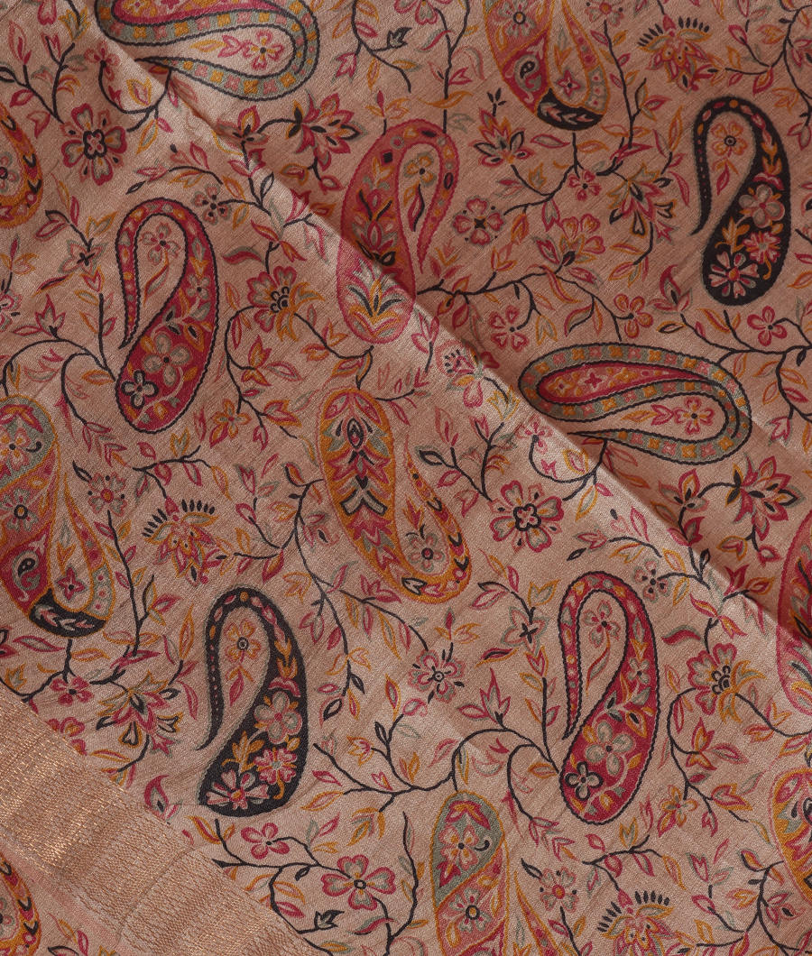 Beige Tussar Printed Saree T336961-image