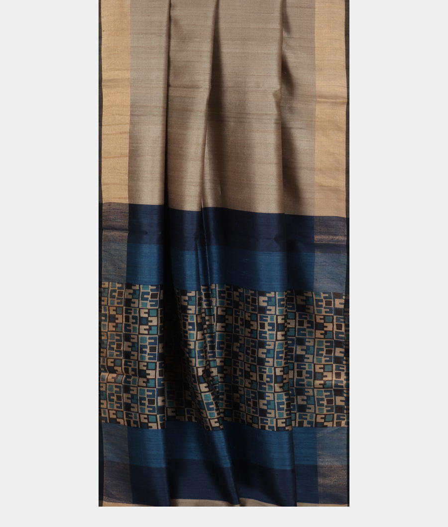 Grey Tussar Printed Saree T2898322