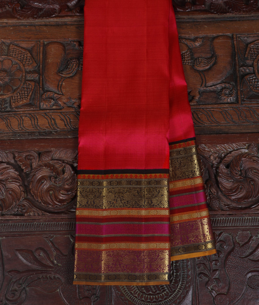 Pinkish Orange Handwoven Kanjivaram Silk Saree T334137-image