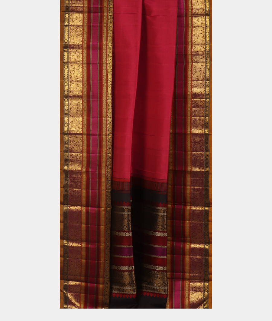 Pinkish Orange Handwoven Kanjivaram Silk Saree T3341372