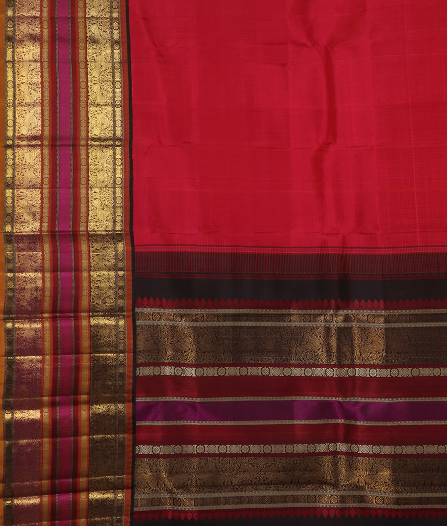 Pinkish Orange Handwoven Kanjivaram Silk Saree T3341374