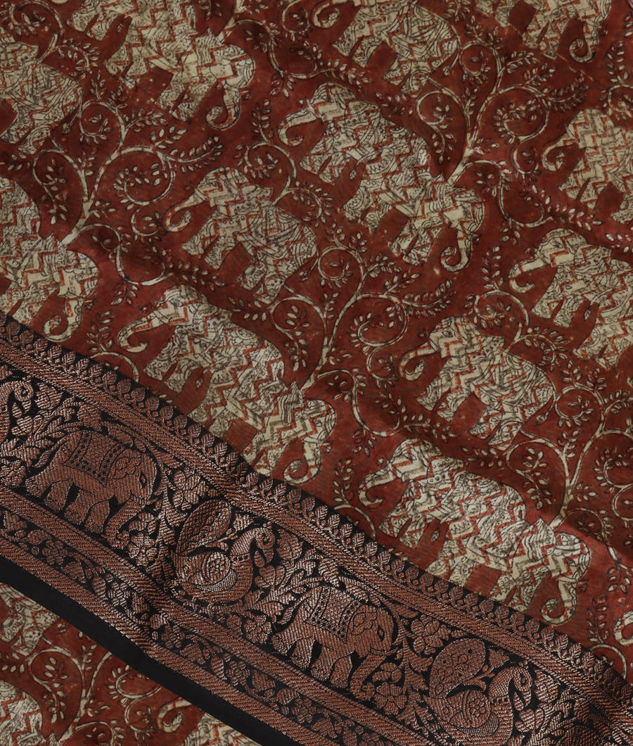 Brown Soft Printed Cotton Saree T343008-image