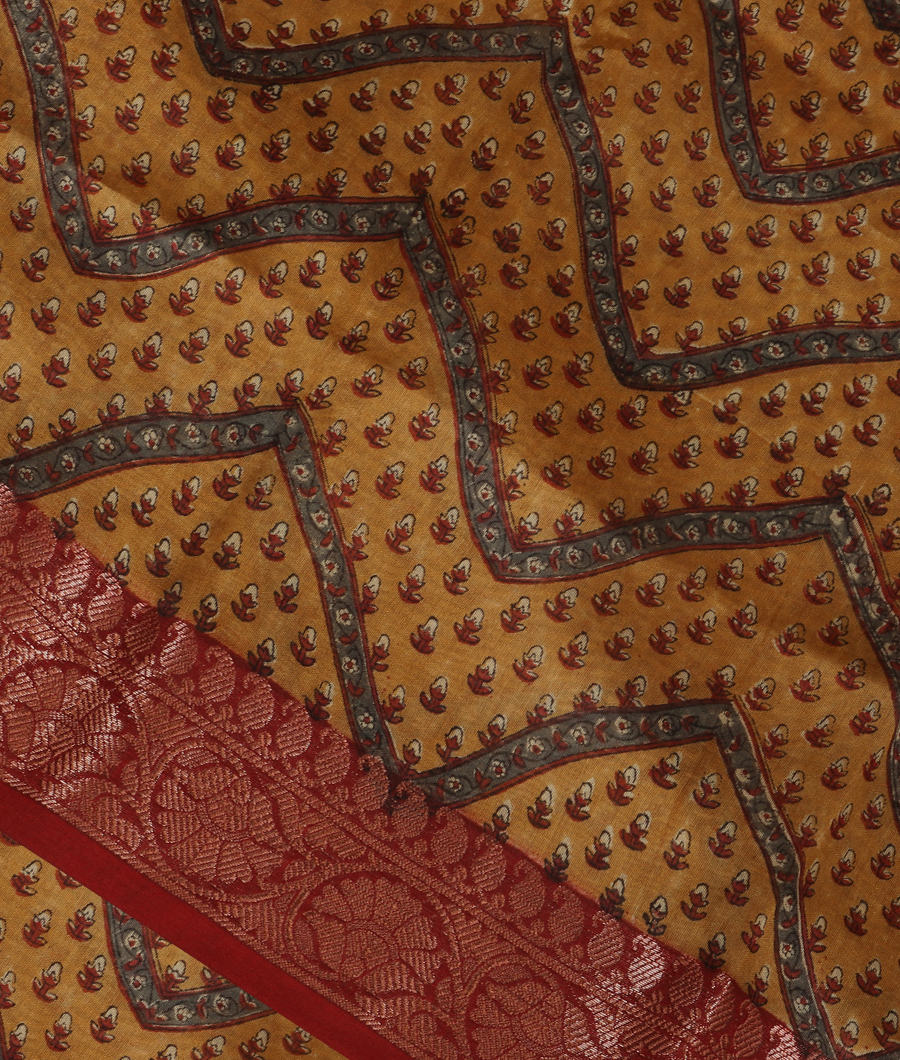 Dark Beige Soft Printed Cotton Saree T342993-image