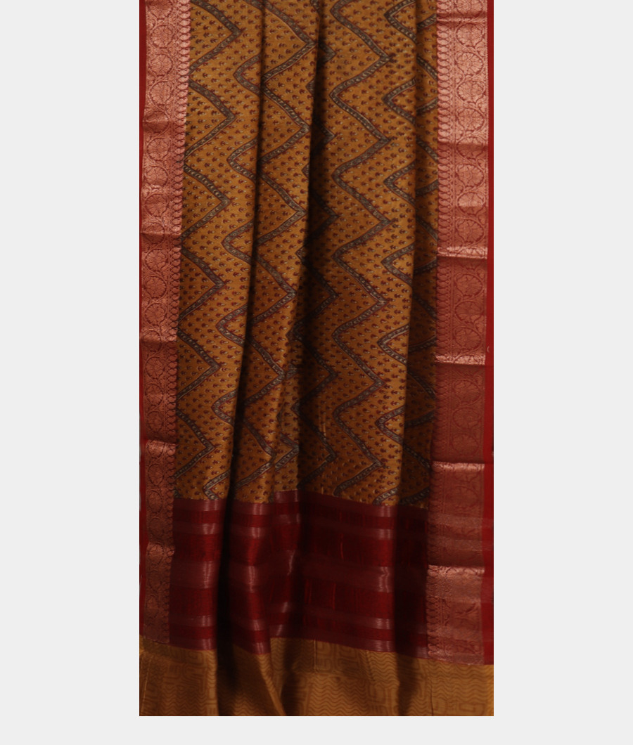Dark Beige Soft Printed Cotton Saree T3429932