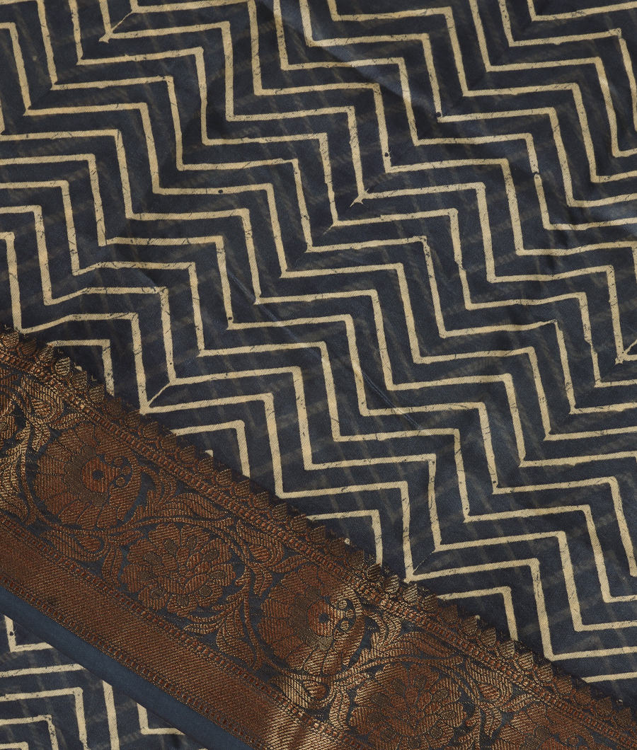 Blue Soft Printed Cotton Saree T343056-image