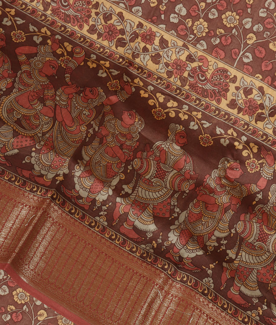 Brown Soft Printed Cotton Saree T343135-image