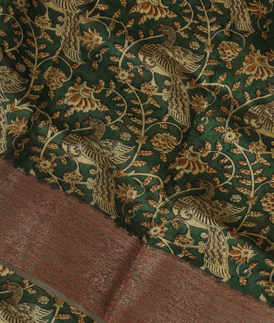 Green Soft Printed Cotton Saree T343010-image