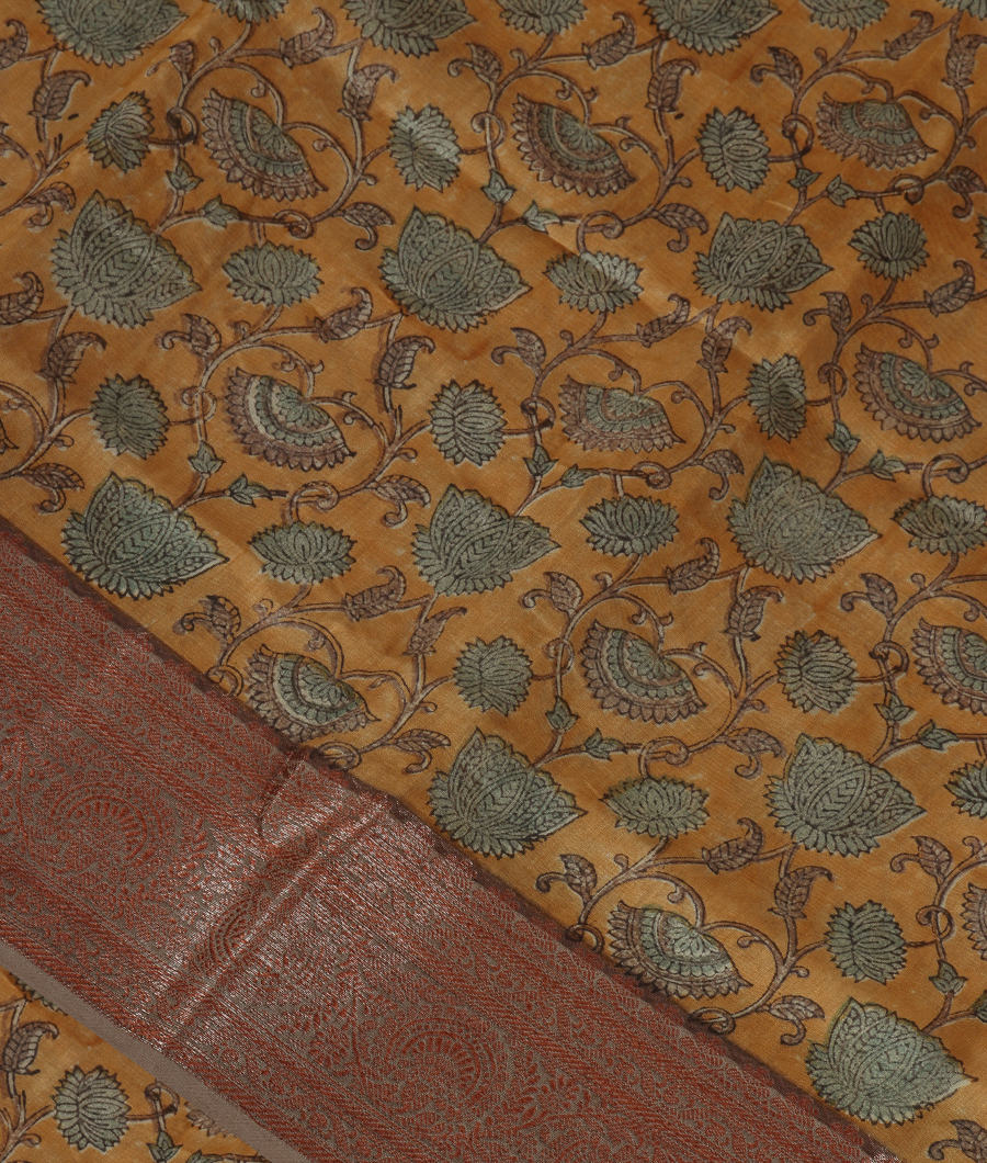 Yellow Soft Printed Cotton Saree T343015-image