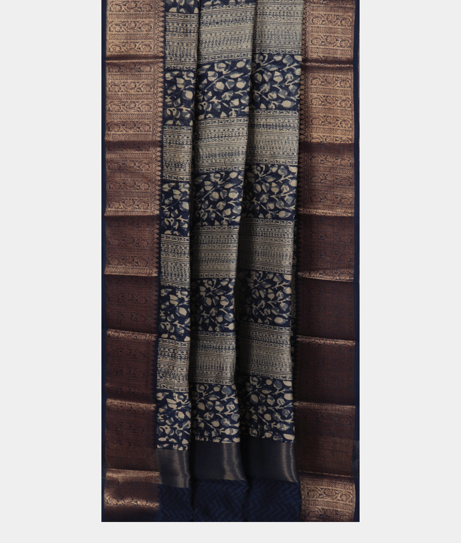 Blue Soft Printed Cotton Saree T3431102