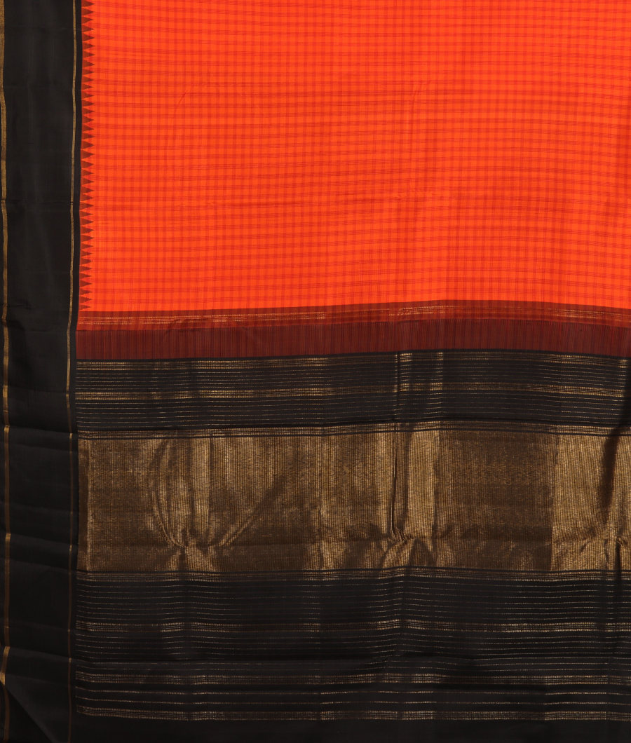 Orange Handwoven Kanjivaram Silk Saree T3275054