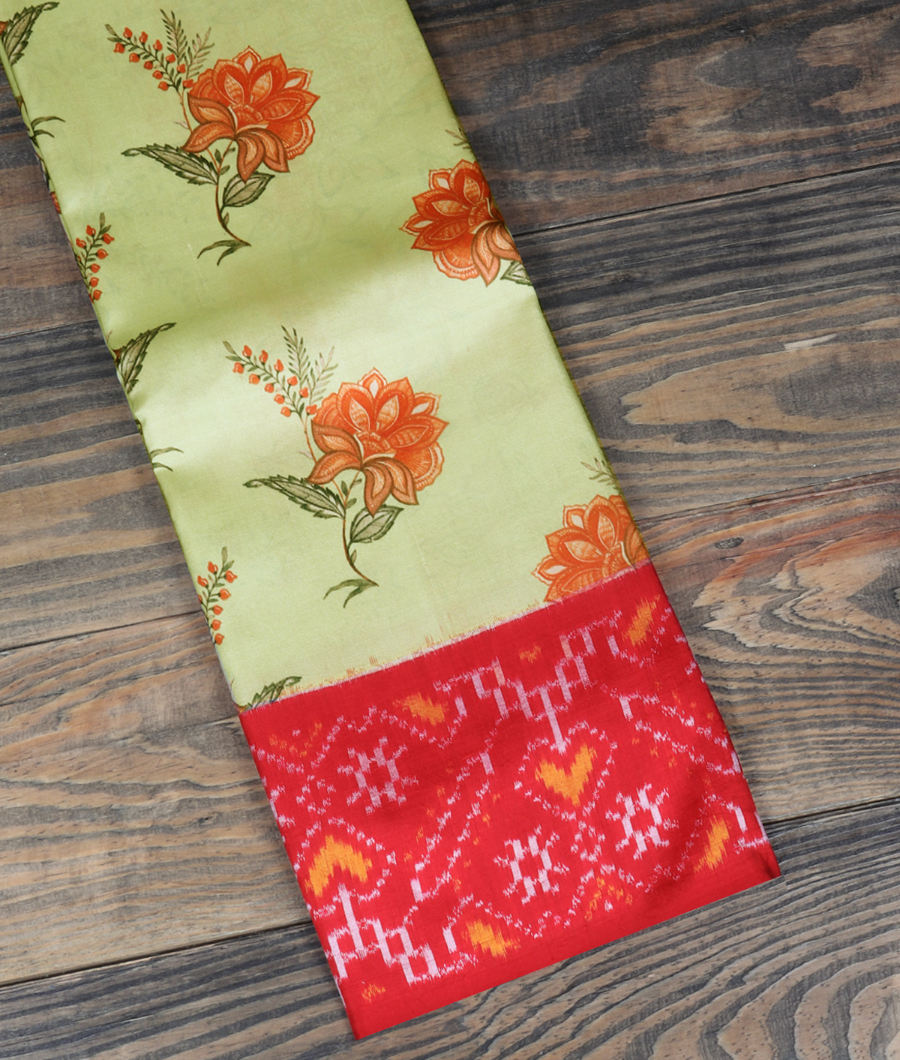 Green Ikat Silk Saree T344409-image