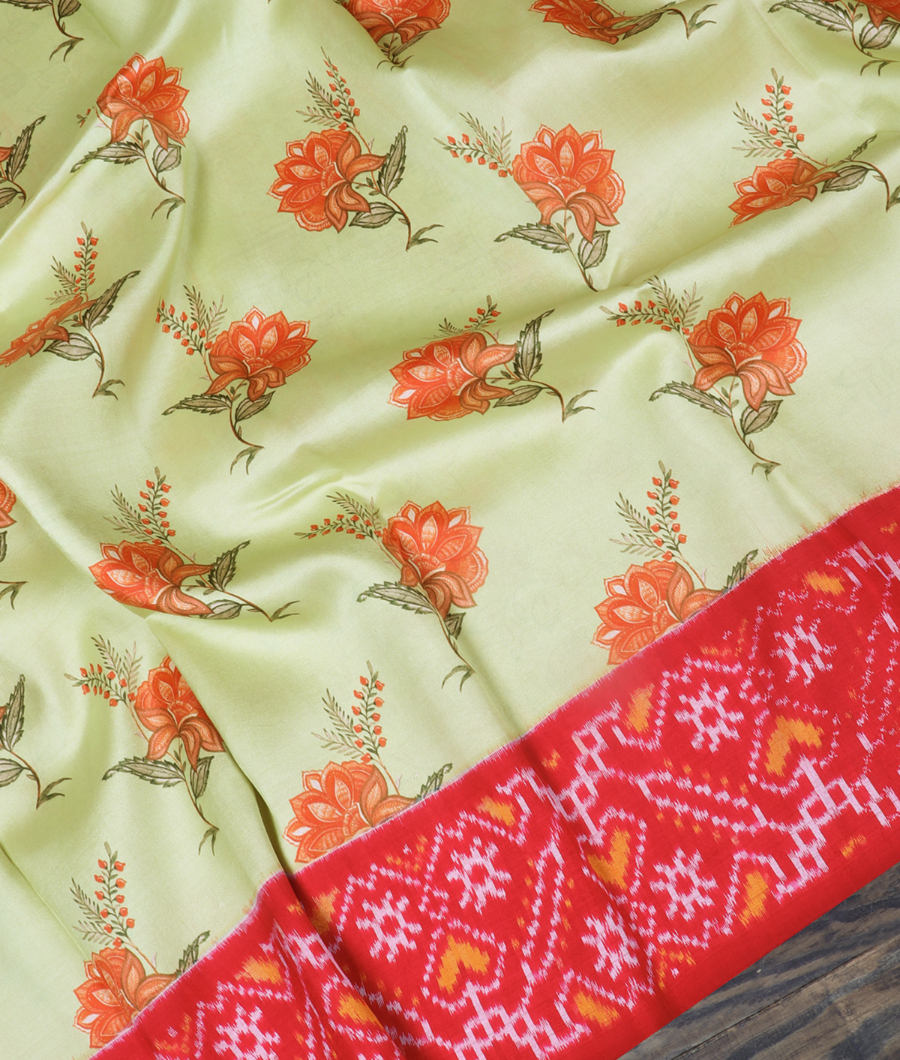 Green Ikat Silk Saree T3444094