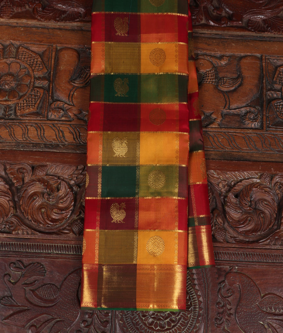 Multicolour Handwoven Kanjivaram Silk Saree T339806-image
