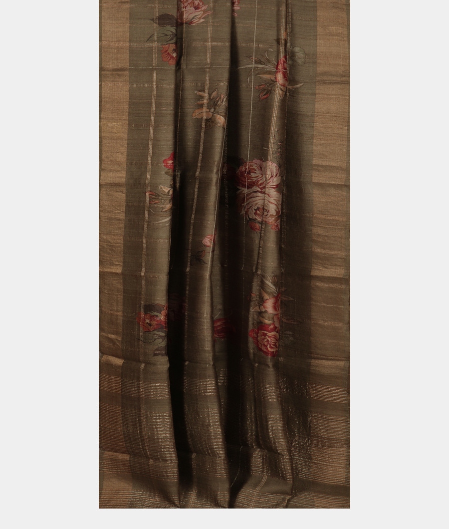 Green Tussar Printed Saree T3404642